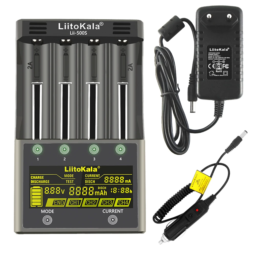 Зарядное устройство LiitoKala Lii-500S для аккумуляторов типа АА, 18650, 18650, 26650, с сенсорным управлением - изображение