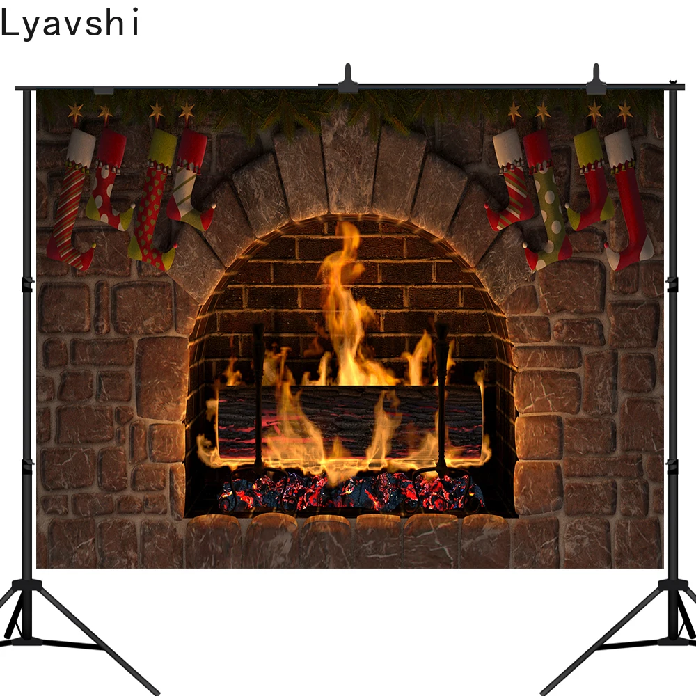 Lyavshi фон для фотосъемки с изображением камина огня рождественского декора
