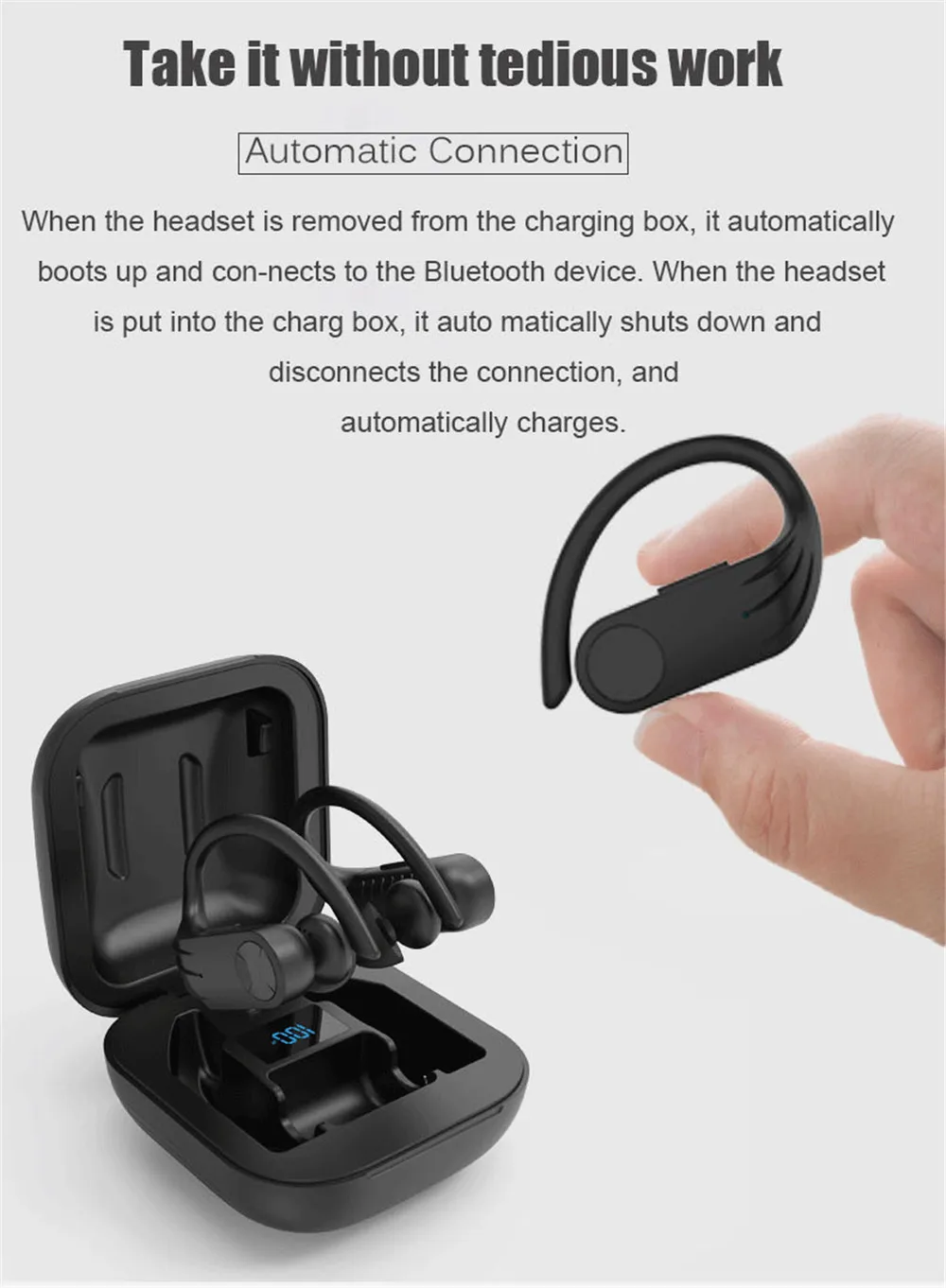 Caletop Bluetooth 5,0, Беспроводные спортивные наушники, ушные крючки, водонепроницаемые наушники со светодиодным дисплеем, спортивные наушники PK Q62 Q32