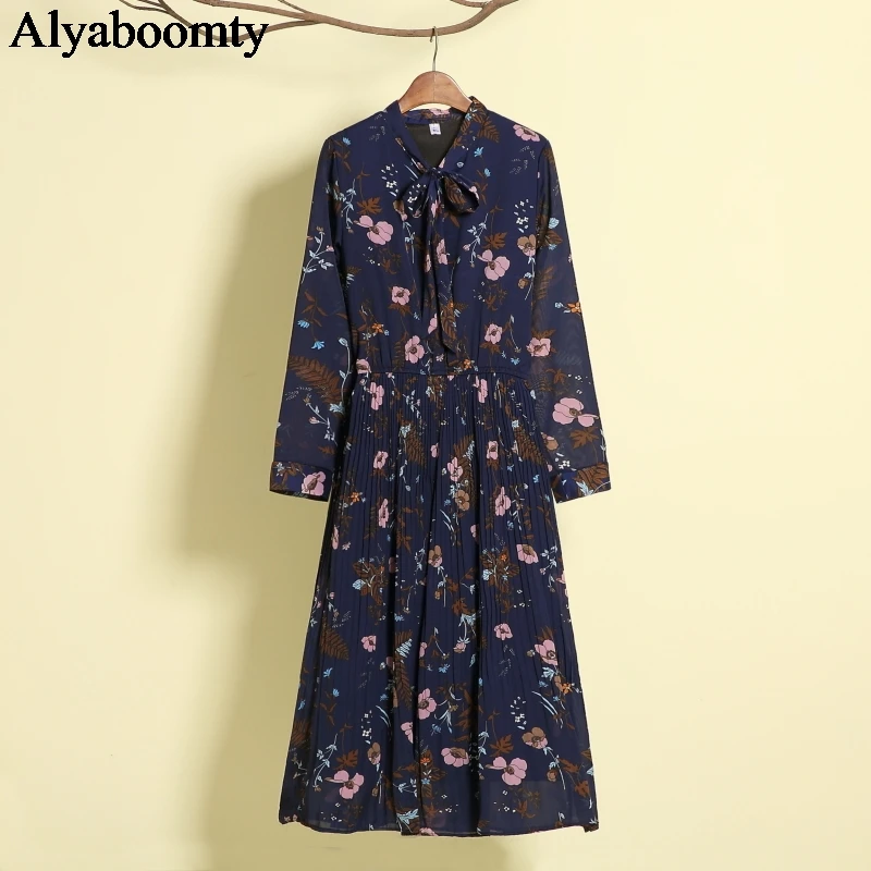 Женское шифоновое Плиссированное Платье Элегантное длинное платье большого