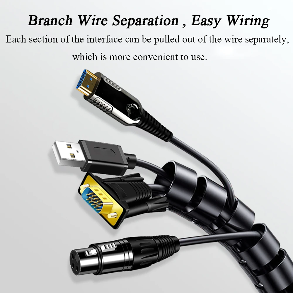 Спиральная трубка для обмотки кабеля 1 5 м 3 диаметр 22 мм может вмещать 10 сетчатых