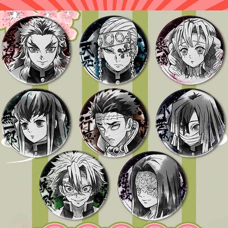 

Anime Badges 5.8CM Tinplate Tanjirou Icon Collection Breastpin For Backpacks Demon Slayer: Kimetsu No Yaiba Cosplay Brooch Pins