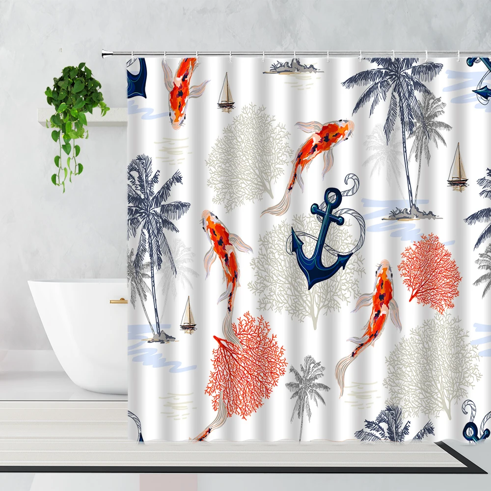 Занавески для душа в китайском стиле с чернильным рисунком кои декоративный фон