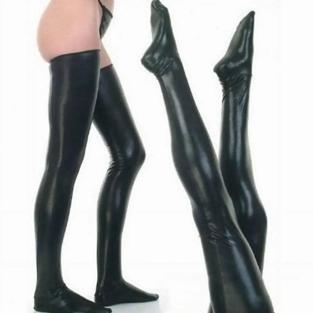 

1 Pair Sexy Bar Women Stockings Red/Black Dance Patent Leather Legging Tight Socks Party Costume Stockings for Club