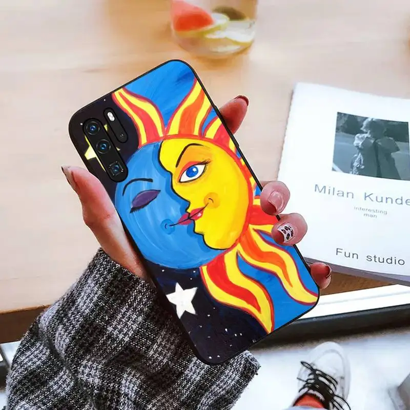 

Funny Sun Moon Face Phone Case For Huawei honor Mate mate P 10 9X 10i 20 30 40 y7 pro p smart 2019 lite