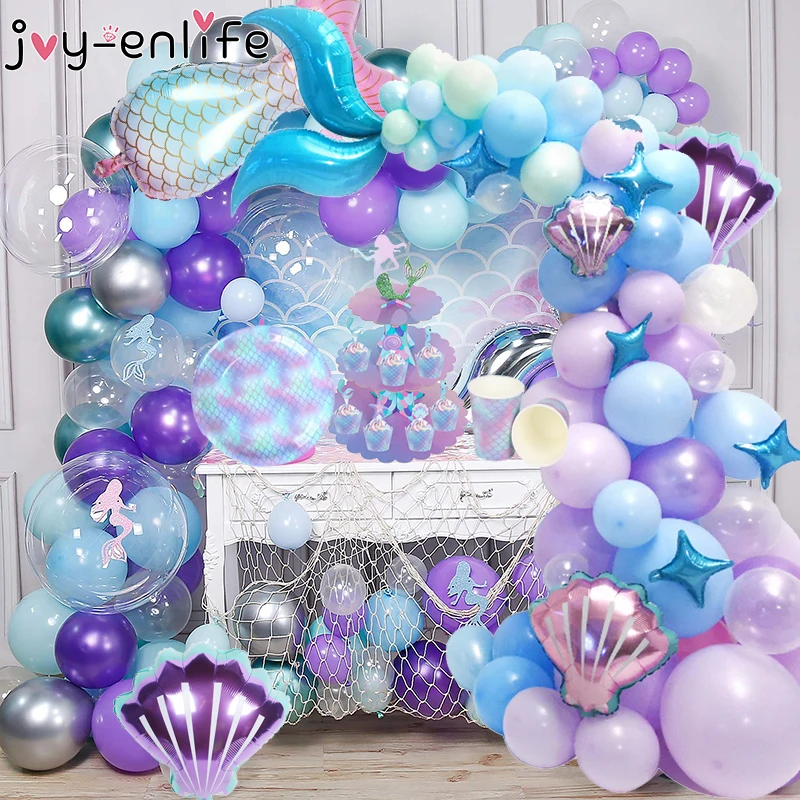 

Mermaid Decoration Tail Shell Balloon Ocean Little Mermaid Birthday Theme Favors Girl 1st Birthday Party Wedding Decor supplies