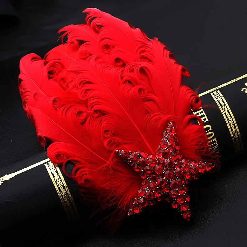 Высококачественная брошь в виде звезды с бисером и перьями эполетка на плечо