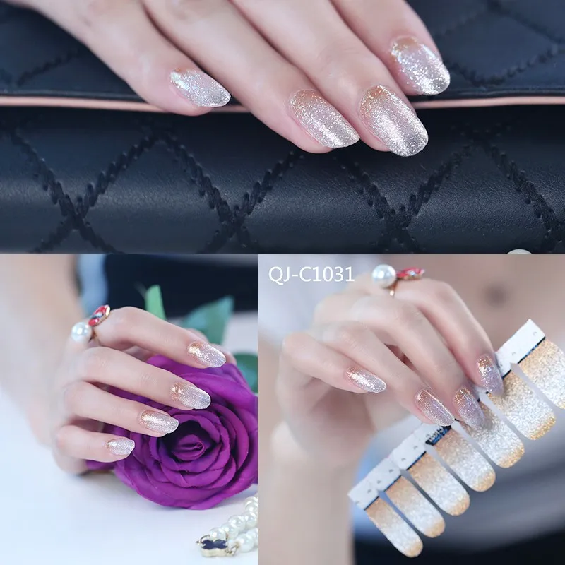 Клей для накладных ногтей стикер DIY 3D полировальные полоски 14 наклеек s блестящие