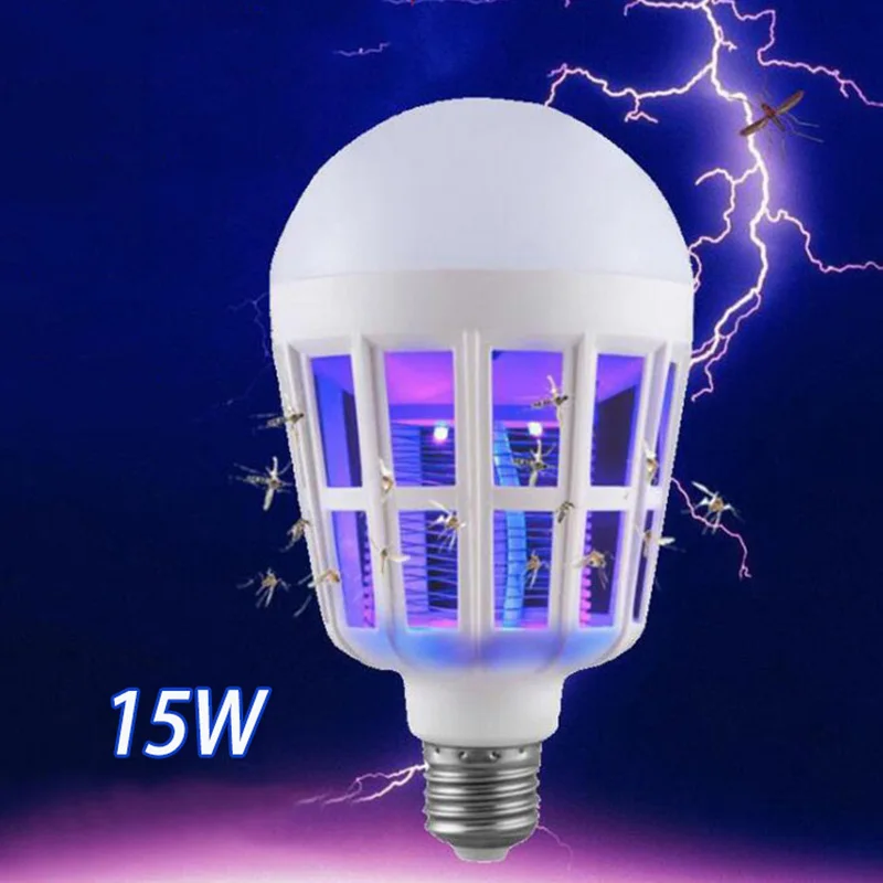 Светодиодный антимоскитная лампа AC 110 V-220 V E27 репеллент Жук ловушка для насекомых Zapper Killer 2 в 1 домашняя Анти Москитная и Ночная лампа