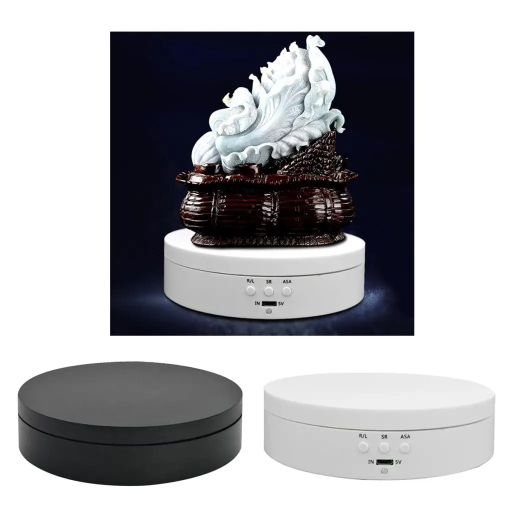 3 Speeds Electric Rotating Turntable Display Stand for Jewelry cosmetics,Battery/USB Powered - 2 Colors for Choose