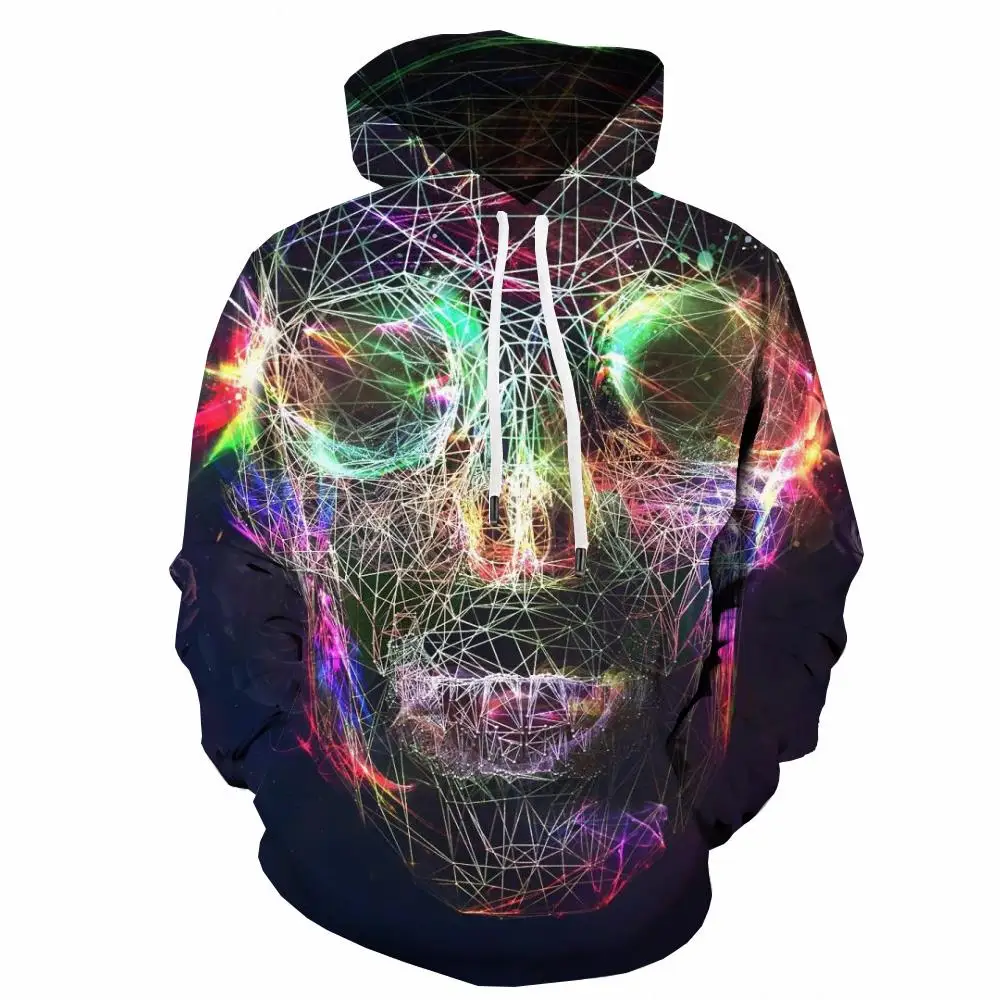 

3d Hoodies Skull Sweatshirts men Colorful 3d Printed Pigment Hoody Anime Rainbow Hoodie Print Mens Clothing Funny Winter Pocket