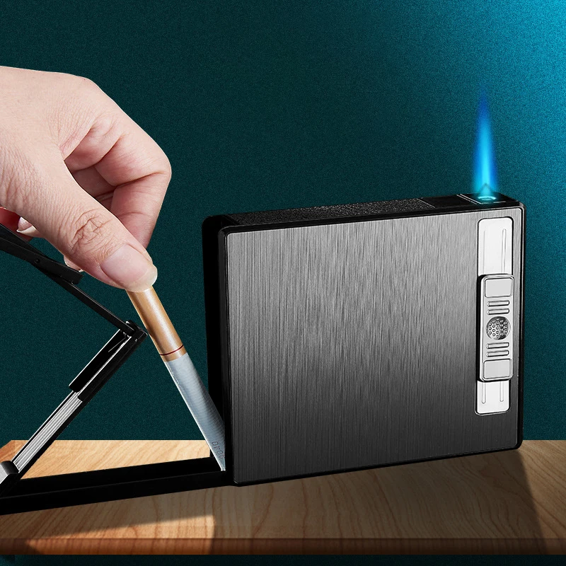 

Metal Cigarette Case YH-058/19 Sticks Automatic Pop-up Cigarette Case, Cigarette Accessories, Windproof Cigarette Case, Lighters