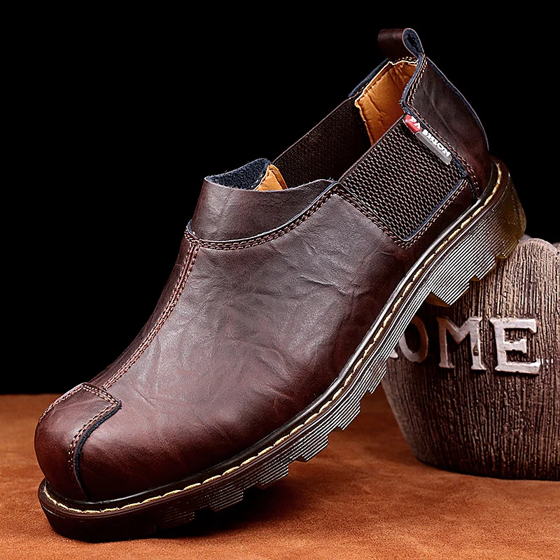High Quality Genuine Leather Men Shoes Spring Work Safety Casual Fashion Flats Oxfords Loafers Moccasins Big Size 38-47 | Обувь