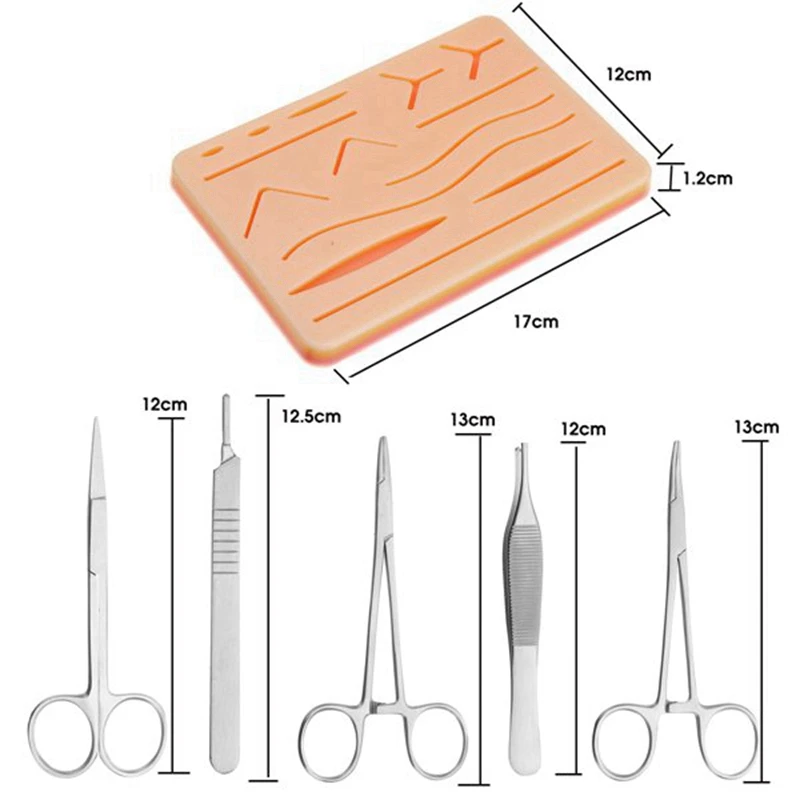 

Suture Training Kit Skin Operate Suture Practice Model Training Pad Needle Scissors Tool Kit