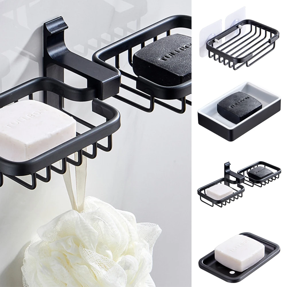 

New Aluminum Soap Dish Wall Mount Soap Holder Bathroom Soap Tray Storage Shelf Shower Accessories
