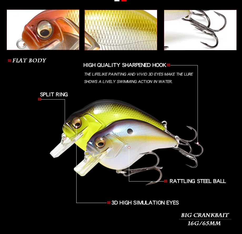 2019 кренкбейт рыболовные приманки жесткая приманка плавающая 65 мм 16 г океанская