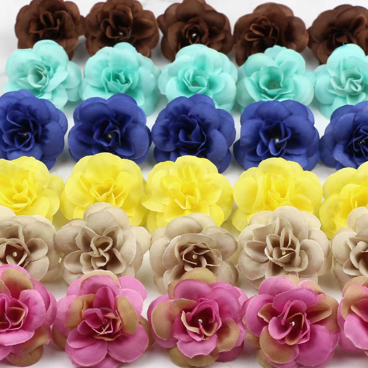 

Lulang 100Pcs/lot Assorted Colors Artificial rose flower heads silk flower DIY Road led backdrop wedding decoration rose floral