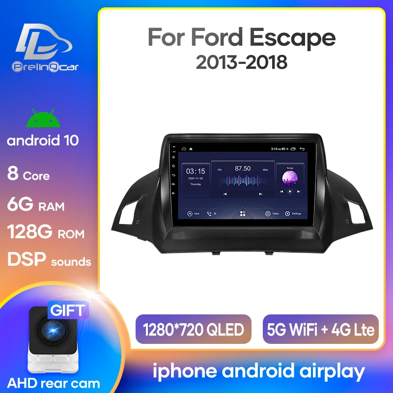 Автомобильный радиоприемник Prelingcar Android 10 стереоприемник для Ford Kuga Escape 2013-2016