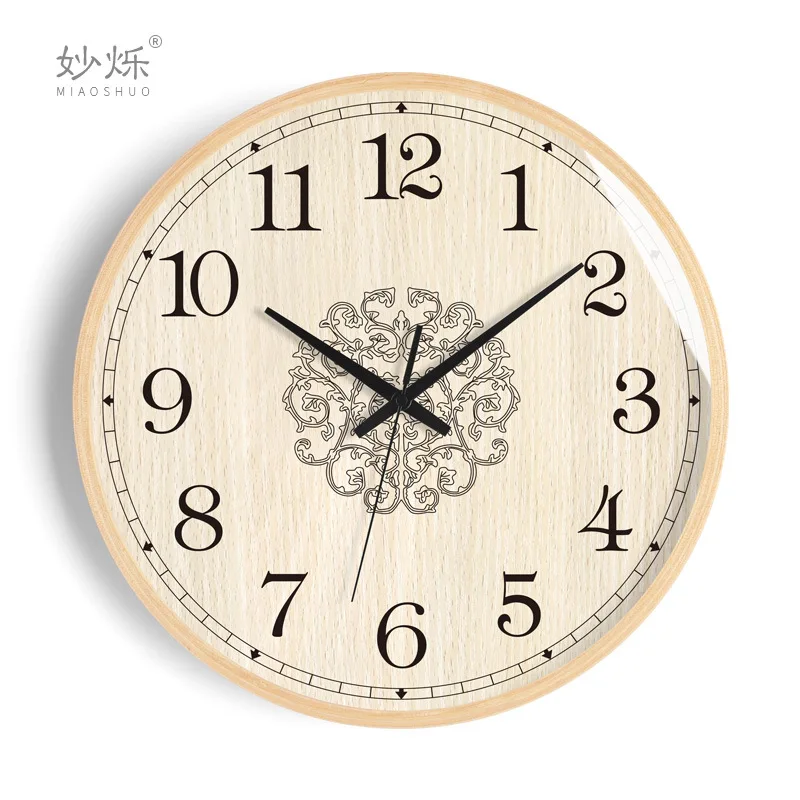 

Nordic Luxury Wall Clock Retro Rose Gold Home Watch Wood Kitchen Clock Living Room Creative American-Style Silent Clocks FZ807