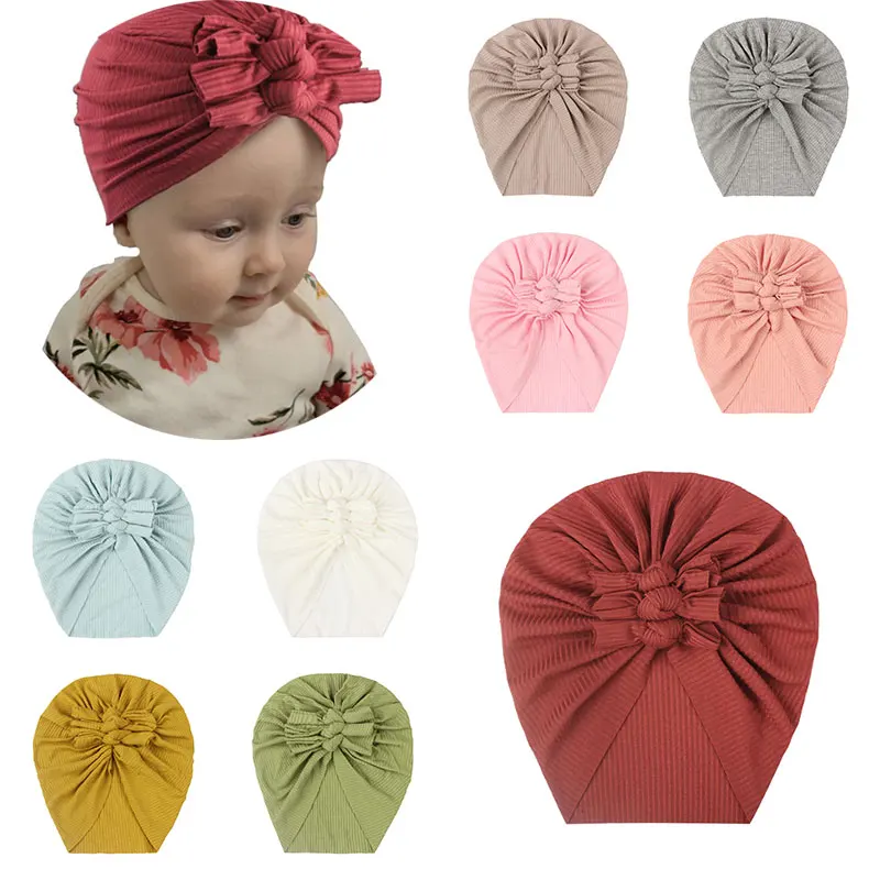 

Baby Kids Hats For Newborn Cute Turban Solid Color Bow Hat Folded Children's Hat Simplicity Baby Hat Baby Fashion Comfortable
