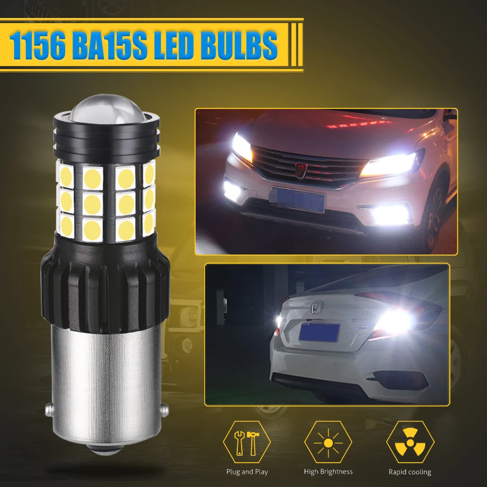2x P21W светодиодный BA15S 1156 1157 BAY15S Лампа парковка светильник DRL Резервное
