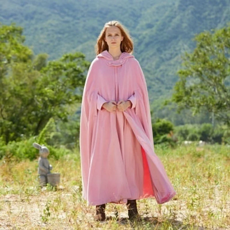 Женская винтажная накидка с капюшоном ZOGAA толстая Длинная в пол средневековой