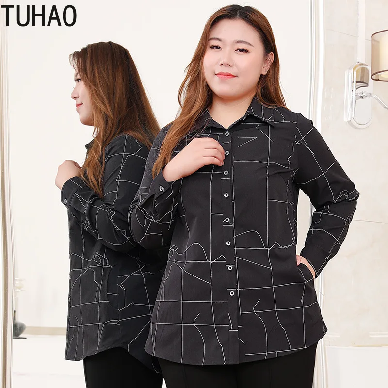TUHAO весна офис леди рубашка размера плюс блузка 10XL 9XL 8XL женская обувь Блузки Топы