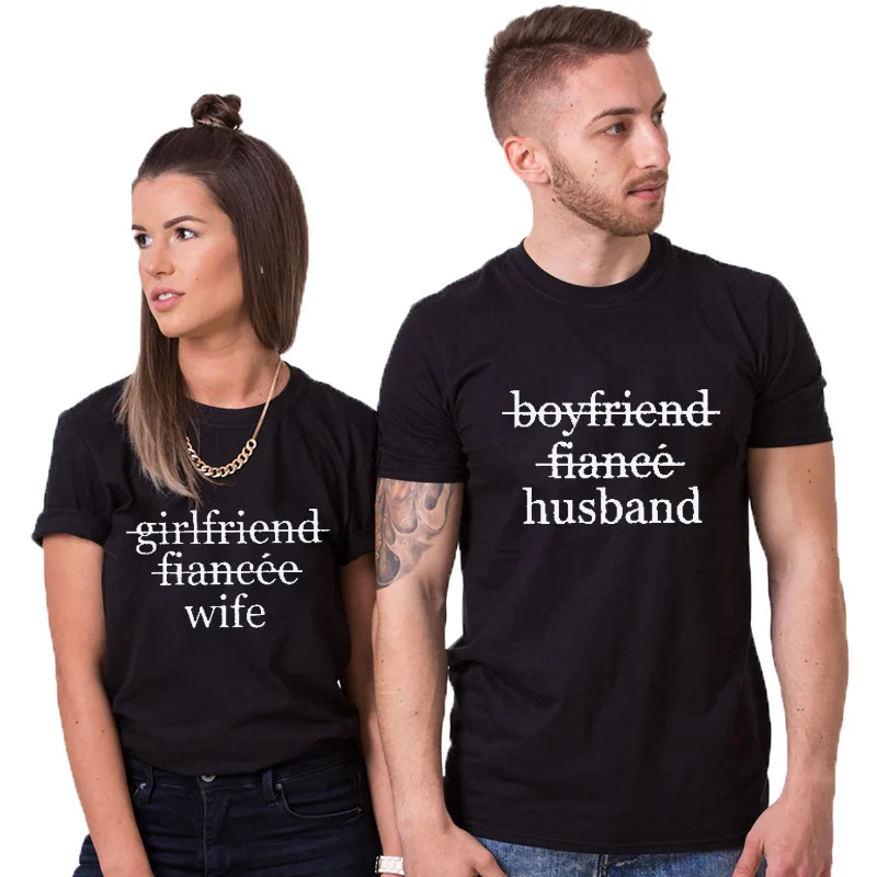 

Couple Tshirt Girlfriend Wife Boyfriend Fiancee Husband Couples Matching Honeymoon Shirts Wedding Gift Unisex