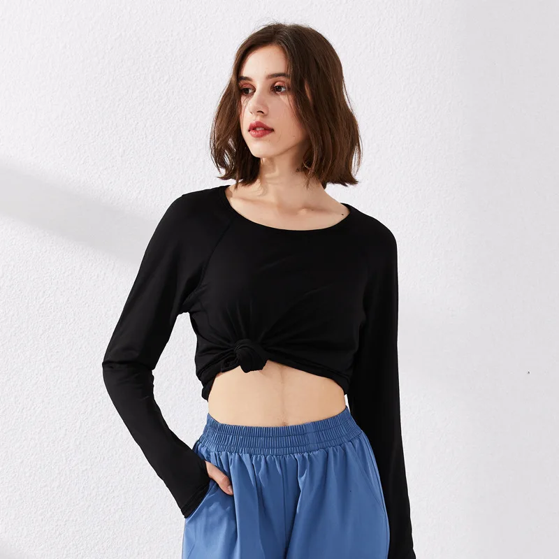 Женские свободные рубашки для спортзала топы стрейч с длинным рукавом йоги