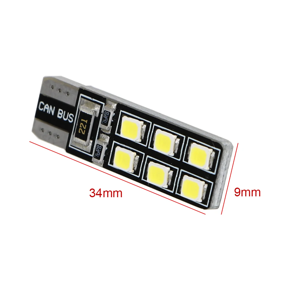 

LEEPEE 1 Pair 12SMD Taillight Signal Lamp Car LED Bulb Side Marker Lights Car Reading Light T10 white Turn Signal Lamp