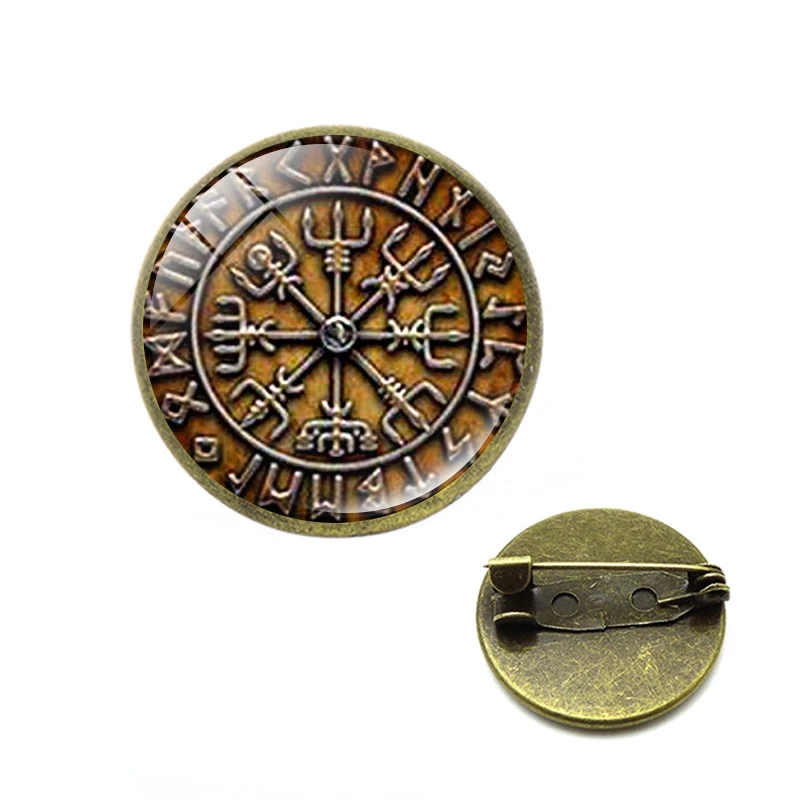2019 Викинг норвежский руны Броши Vegvisir компасспинс амулет викинга символика