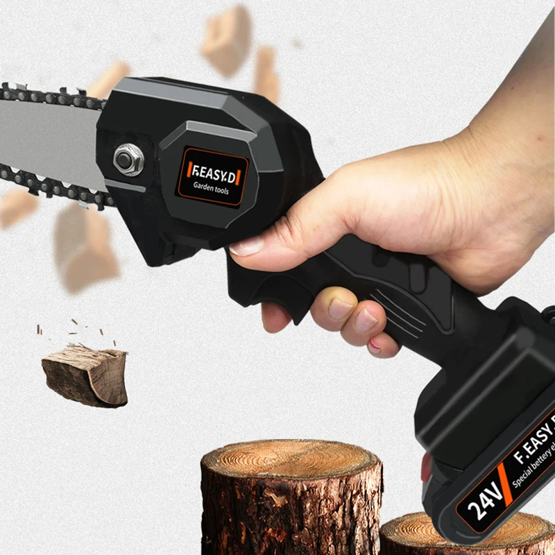 24V Rechargeable Lithium Battery Electric Pruning Saw, Portable Mini Woodworking Chainsaw for Garden Logging image 5