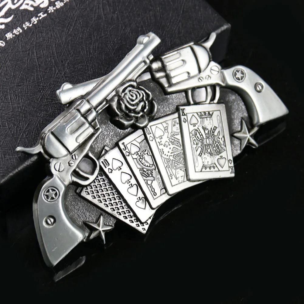 Ремень мужской с пряжкой для покера металлический ремень в стиле ковбоя