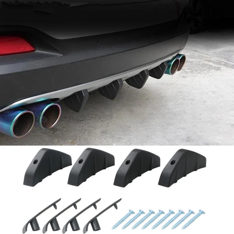 

4pcs/set Car Spoilers Universal Auto Rear Modified Shark Fin Spoiler Splitter Bumper Lip Wing Diffuser Car-Styling Accessories