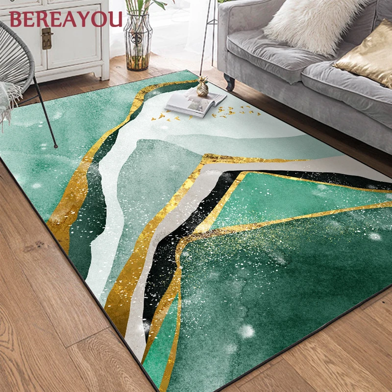 Роскошные ковры для детей абстрактный Зеленый Золотой ковер спальни домашний