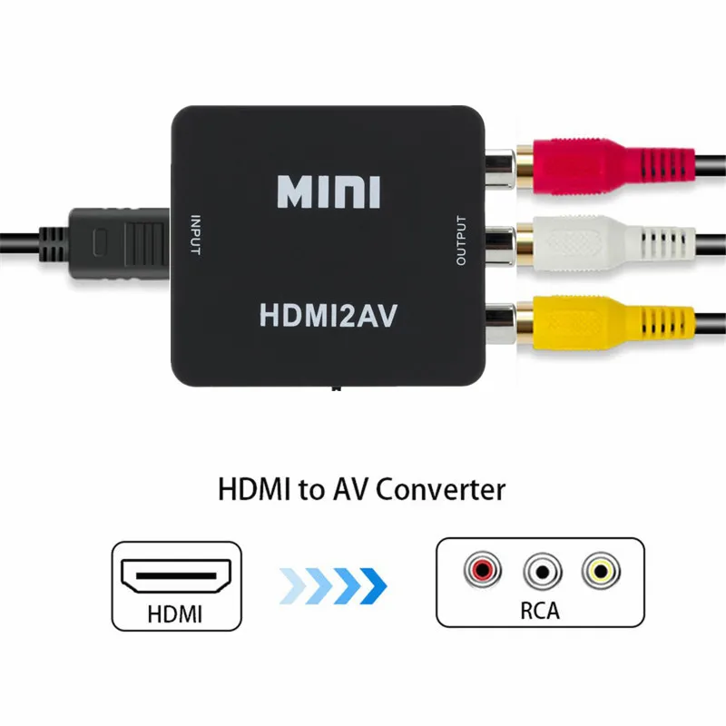 Hot Sale HDMI To RCA AV/CVBS Adapter HD Video Converter Box to AV/CVSB L/R 1080P Mini AV Support NTSC PAL | Электроника