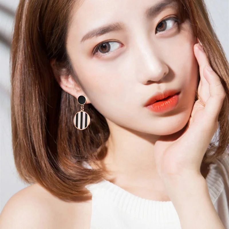 НОВЫЕ геометрические круглые черно-белые капельные масляные серьги Висячие для