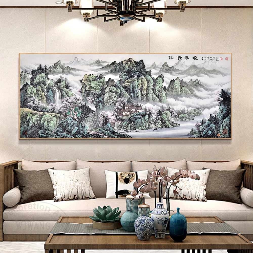 

Modern Home Decoration Painting Chinese Style Landscape Painting Wall Picture Canvas Painting Poster Print for Living Room Decor