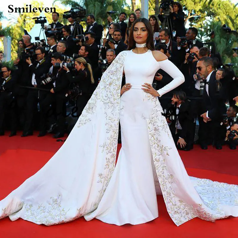 Smileven White Evening Dress Long Sleeve Appliqued Lace Prom Gowns saudi arabia Sexy Party | Свадьбы и торжества