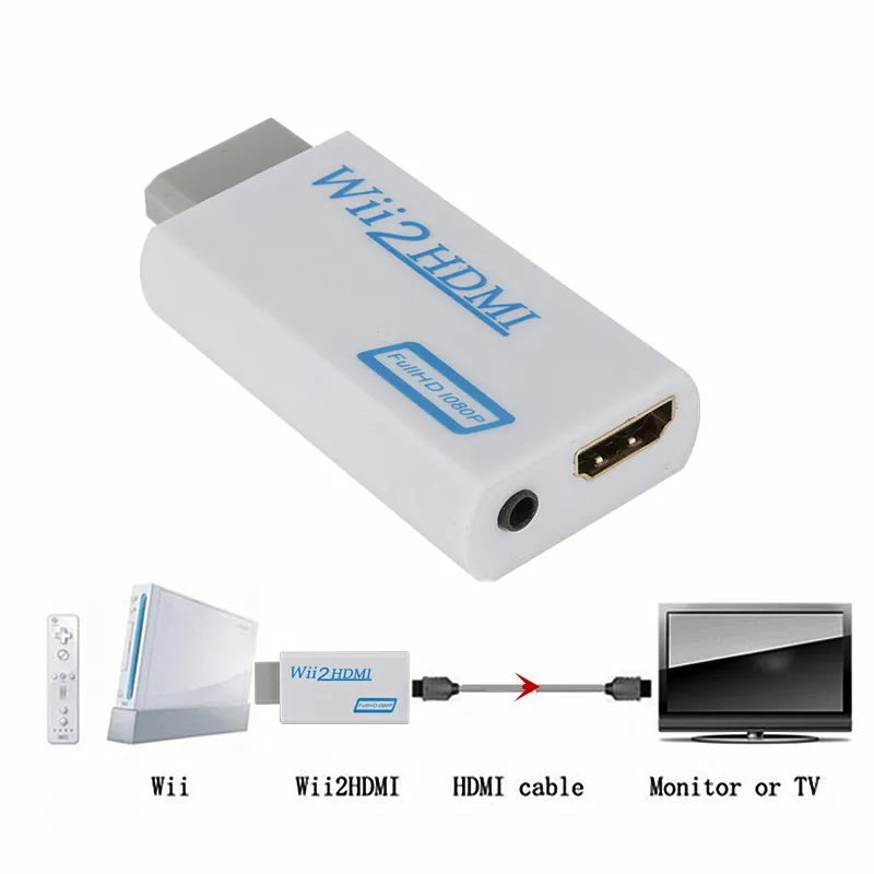 Преобразователь WII в HDMI Full HD 1080P Wii 2 преобразователь 3 5 мм аудио для ПК HDTV монитора