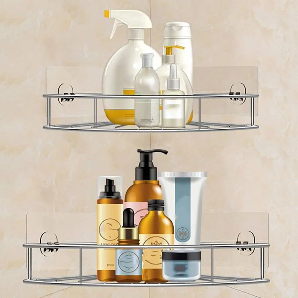 

Steel Bathroom Corner Cabinet Shower Shampoo Soap Cosmetic Shelves Kitchen Accessories Organizer Rack Holder