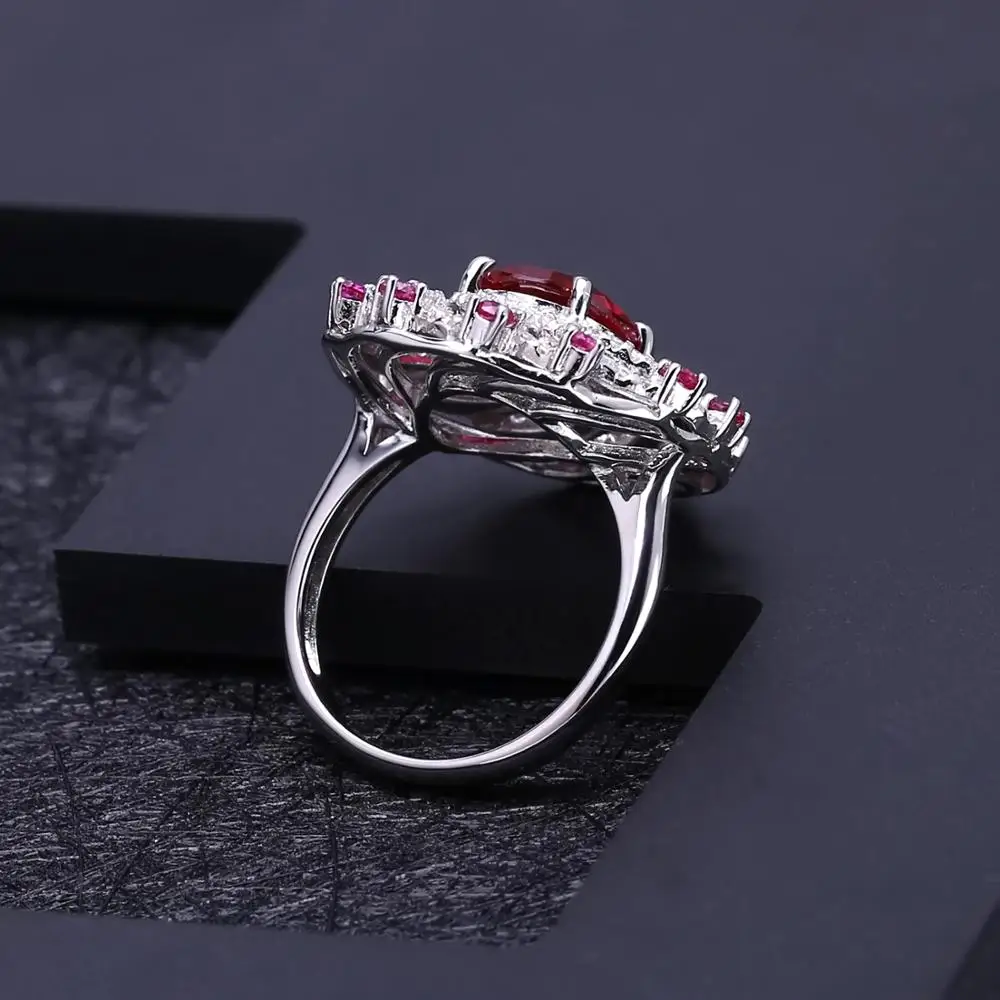 Серьги и кольцо из серебра 925 пробы с рубином | Украшения аксессуары