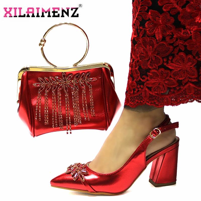 Зрелый стиль красный цвет итальянская искусственная кожа с кристаллами
