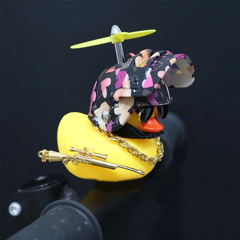 

Cute Yellow Duck Car Decoration With Propeller Helmet Silicone Duck Toys For Cars Motorcycle Bike Ornaments