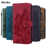 leather wallet case for iphone 13 12 mini se 2020 11 pro max xr xs x 6 7 8 plus vintage embossed butterfly flip cover phone etui