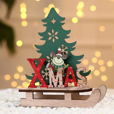 

Christmas Creative Painted Cartoon Wooden Hand-assembled DIY Sleigh Car Festive Decorations High-quality Wooden Crafts