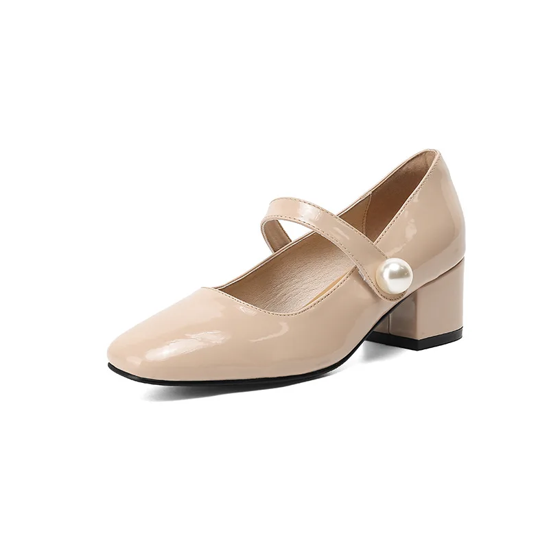 

Slimming Shoes 2021 Square Toe Brief Pumps Casual Heels Sandals Ladies Slip On Mary Jane Lace-Up All-Match Latest Retro Sweet St