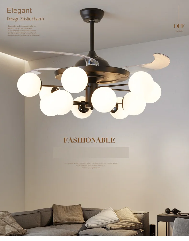 Потолочный вентилятор-светильник для гостиной столовой с дистанционным