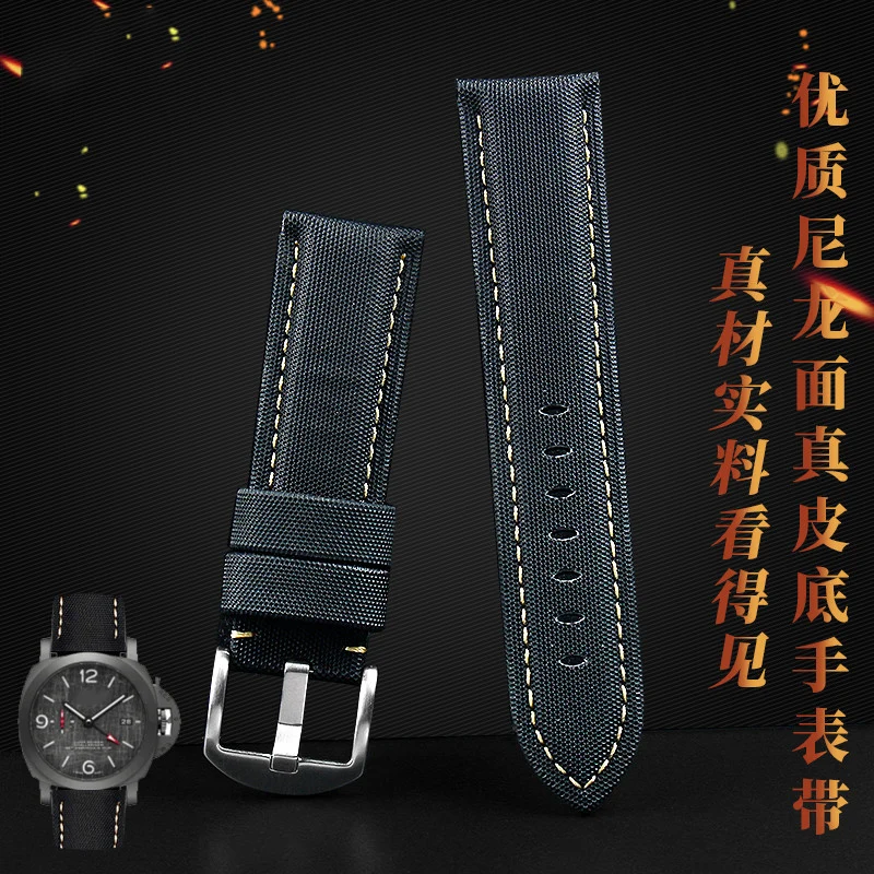 

Nylon texture Leather Watchband for Panerai PAM01661|441 Marina Watch Strap Black Blue 22mm 24mm 26mm Accessories Bracelets