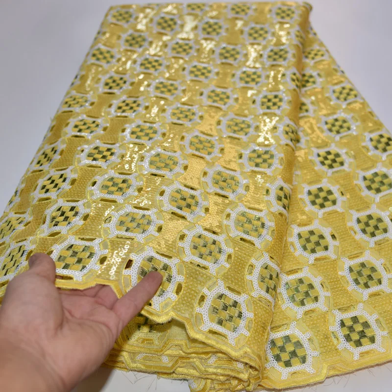 (5 ярдов/шт.) Высококачественная зеленая африканская кружевная ткань ручной